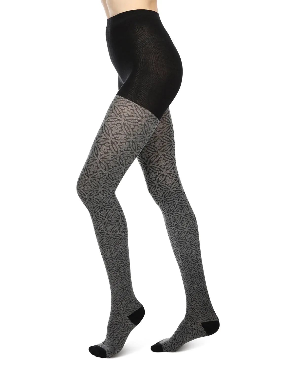 Women's Flattering Floral and Circular Pattern Sweater Tights