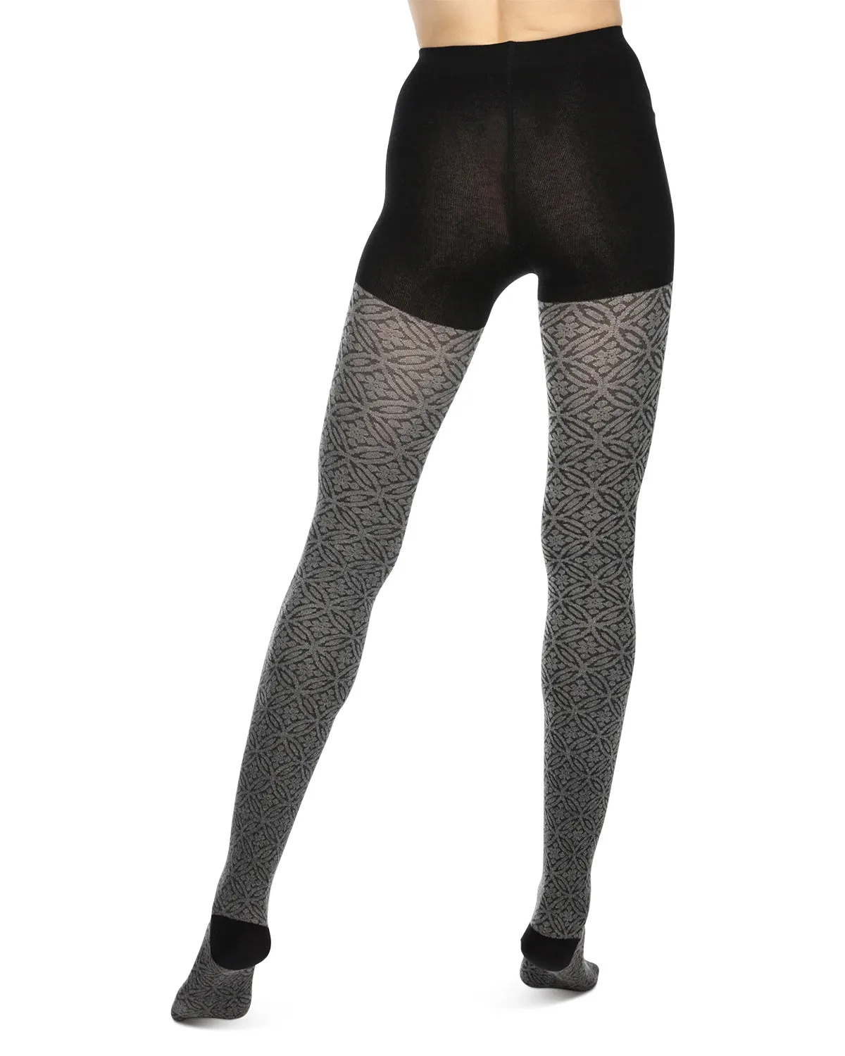 Women's Flattering Floral and Circular Pattern Sweater Tights