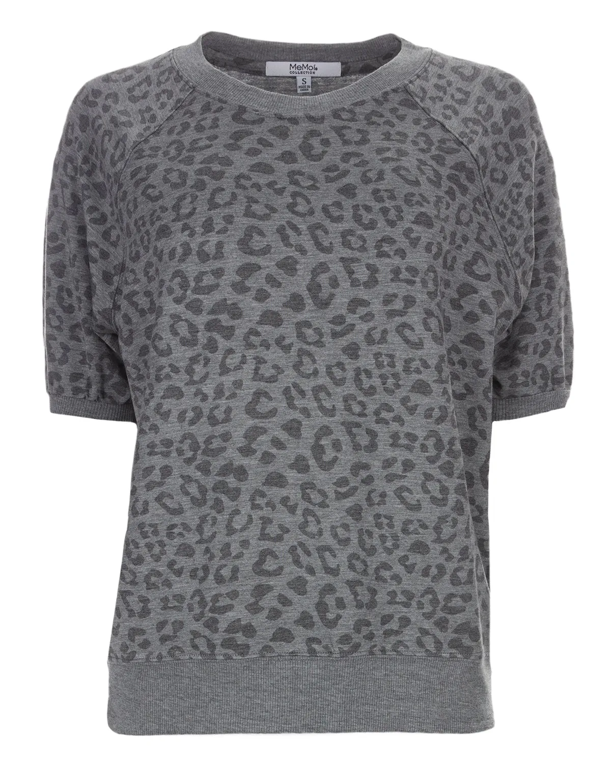 Women's Terry Lounge Leopard Print Short Sleeve Sweatshirt